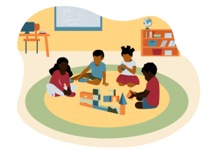 Young Black Students Playing - Illustration